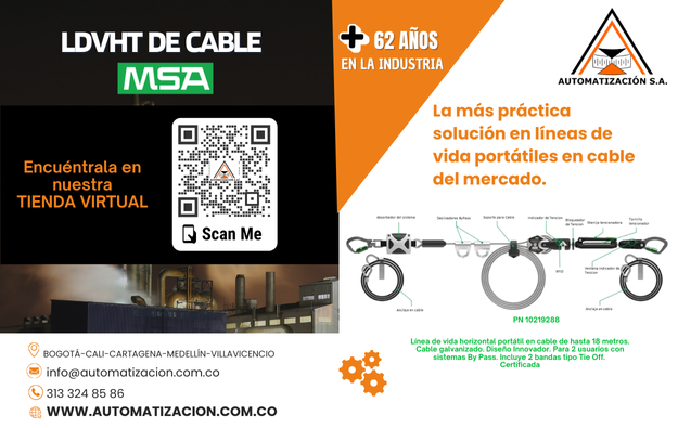 LDVHT ( LÍNEA DE VIDA HORIZONTAL TEMPORAL) de cable MSA,
