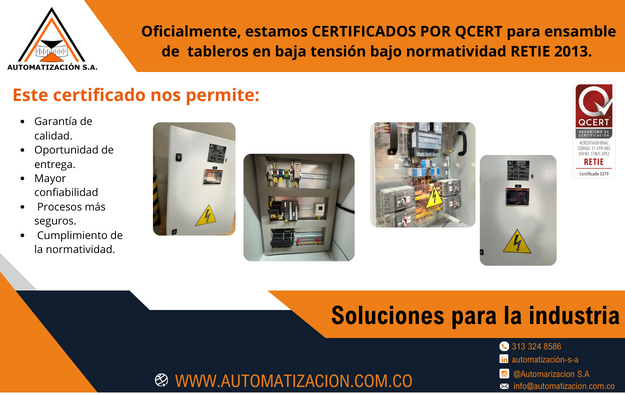 AUTOMATIZACIÓN S.A OFICIALMENTE CERTIFICADOS POR QCERT