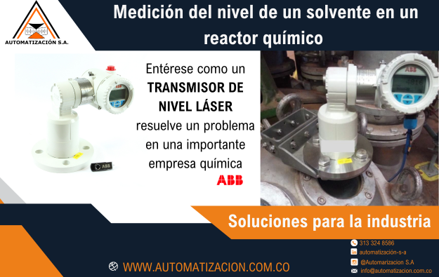 Medición de nivel de un solvente en un reactor químico