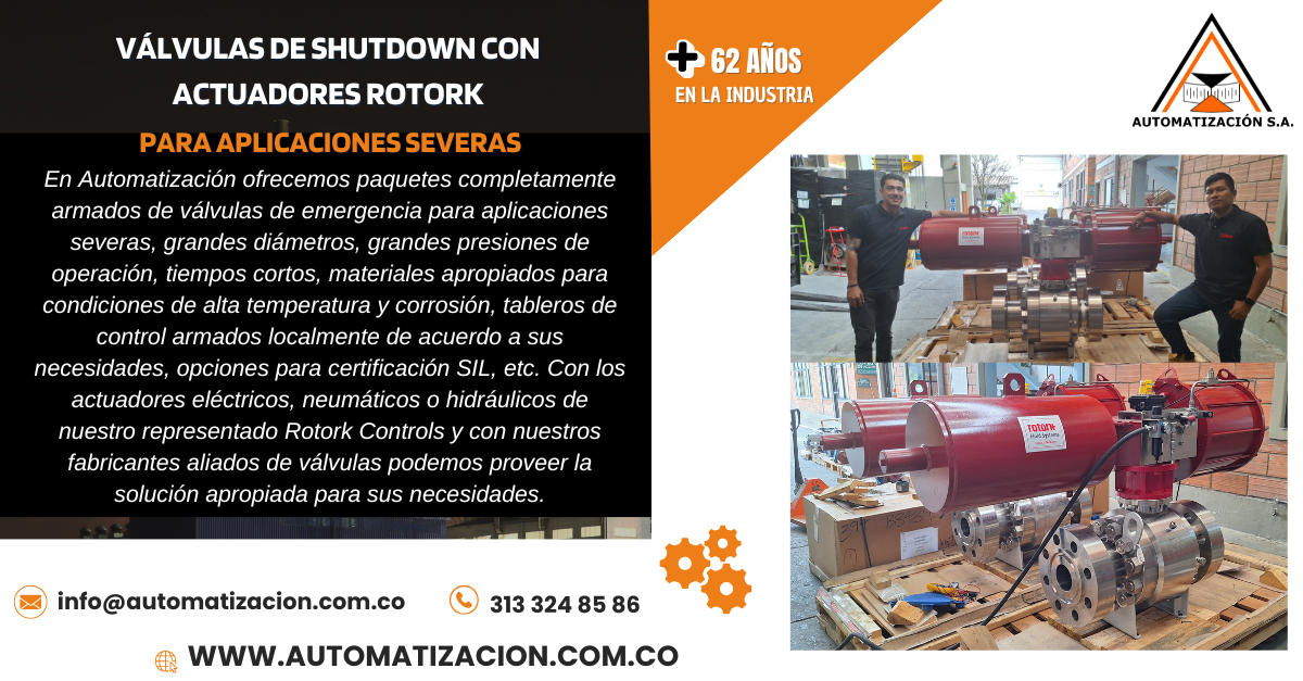 Válvulas de Shutdown con Actuadores Rotork para Aplicaciones Severas